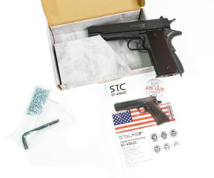 Пневматический пистолет Stalker STC Blowback (3 Дж, Colt 1911, подвижный затвор, шарики ВВ, металл, CO₂) 4,5 мм